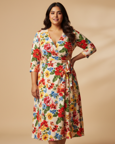 Miss Chase A+ Floral Wrap Midi Dress: Style & Comfort