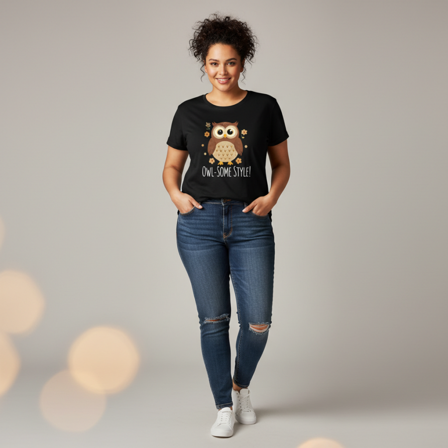 Neo Garments Plus Size T-Shirt: Owl-some Style!