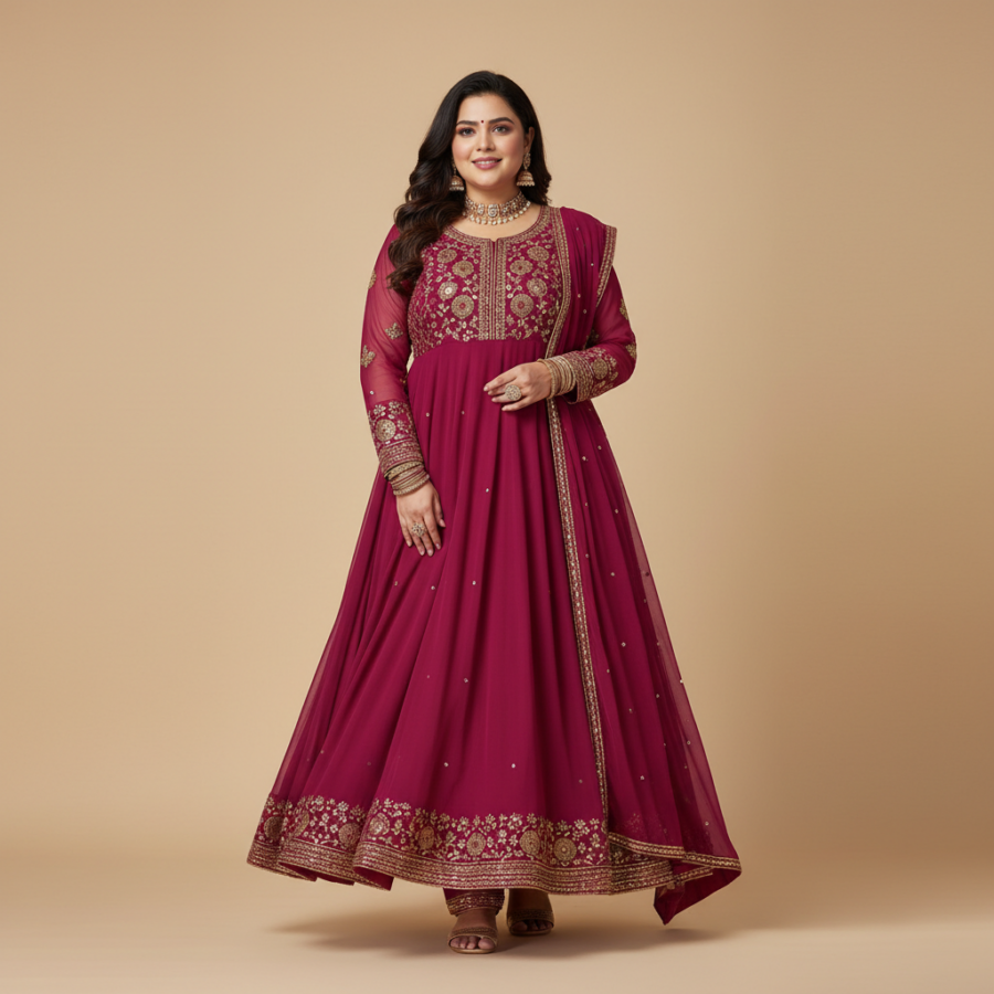 PrettyPlus Anarkali Kurta Set: Festive Glam for Curvy Queens