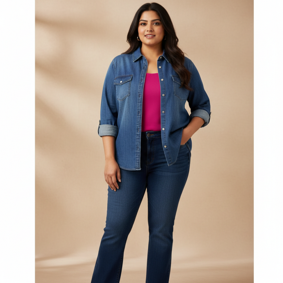 Rock Your Style: The Perfect Plus Size Denim Shirt for Women