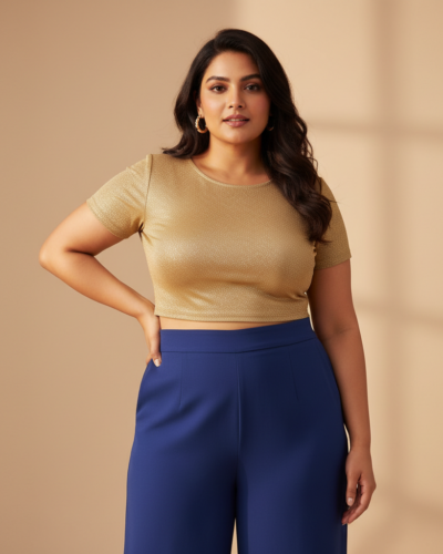 Shine Bright: The wild U Plus Size Shimmer Crop Top You Need