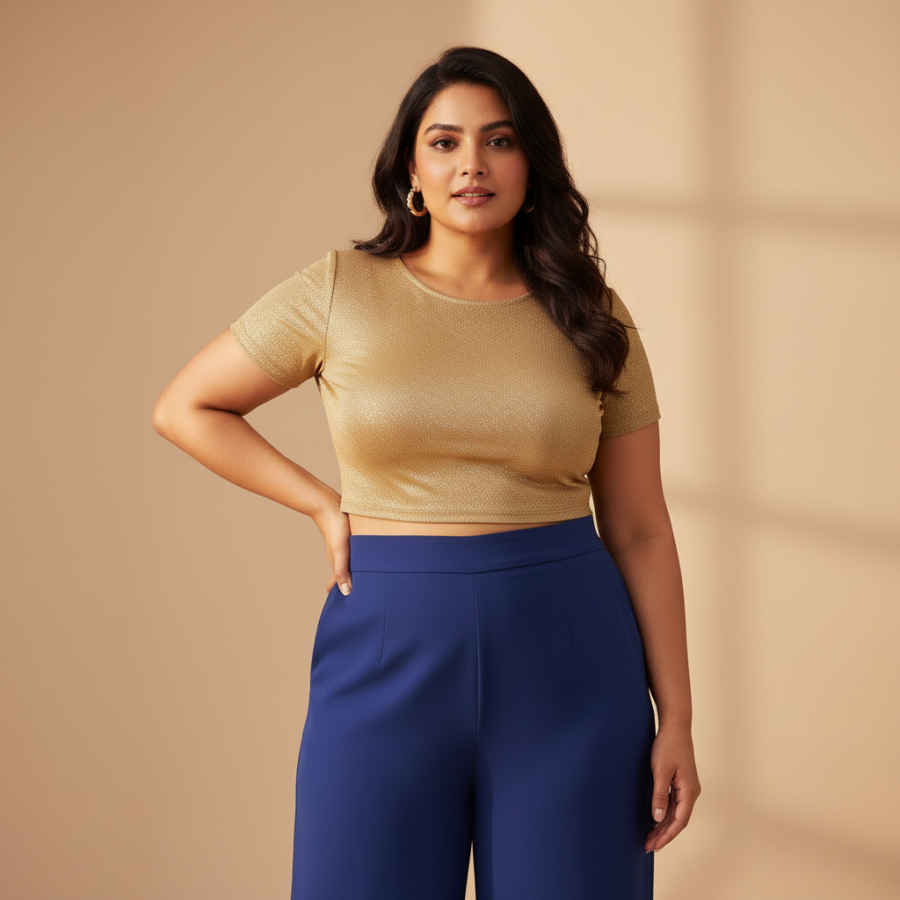 Shine Bright: The wild U Plus Size Shimmer Crop Top You Need