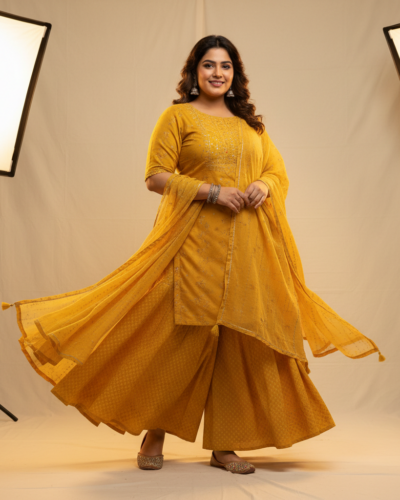 Step Out in Style: TNQ Cotton Sharara for Plus Size Divas
