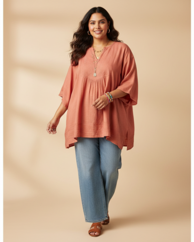 Summer Chic: SINDOORI Relaxed Fit Plus Size Top at 73% Off!