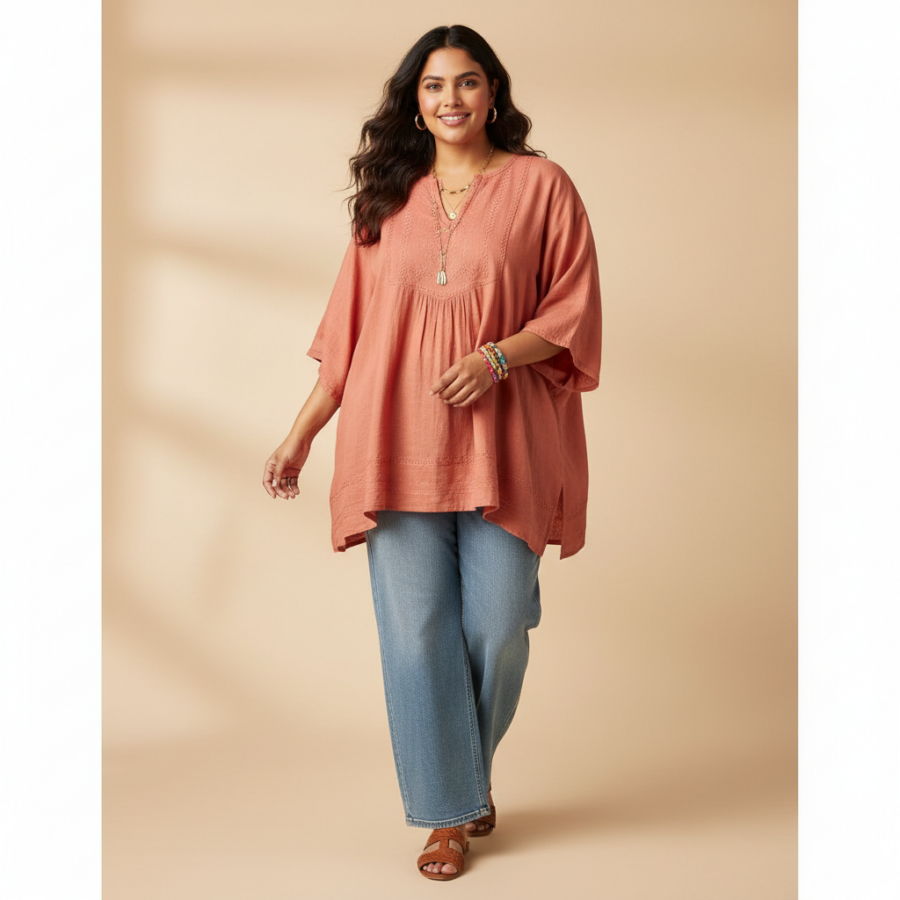 Summer Chic: SINDOORI Relaxed Fit Plus Size Top at 73% Off!