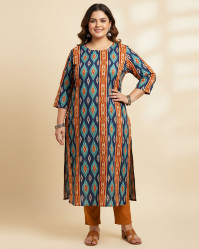 Swasti Ikat Cotton Kurta: Your ₹699 Style Steal for Plus Sizes!