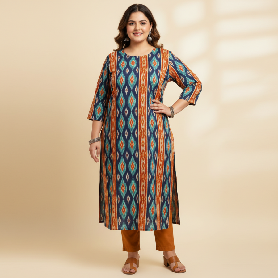 Swasti Ikat Cotton Kurta: Your ₹699 Style Steal for Plus Sizes!