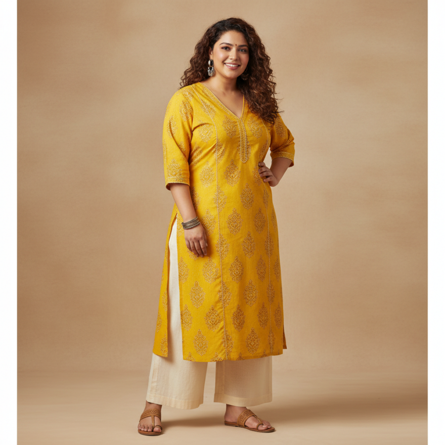 The ₹649 LABULY V-Neck Cotton Kurti: Your Straight Fit Summer Essential