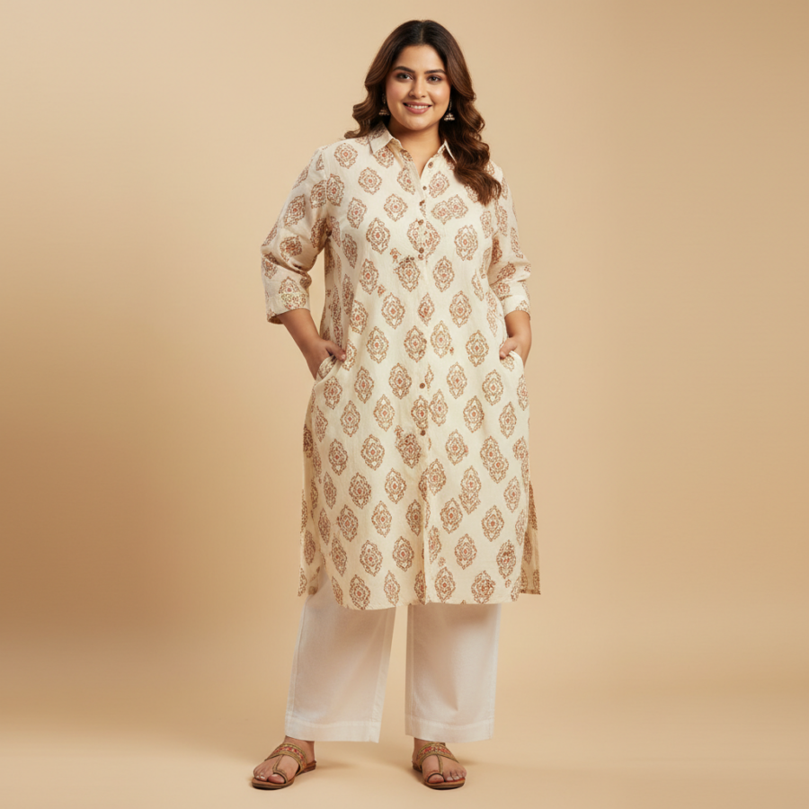 TITTLI Cotton Shirt Collar Kurti: Your New Summer Go-To for Plus Size