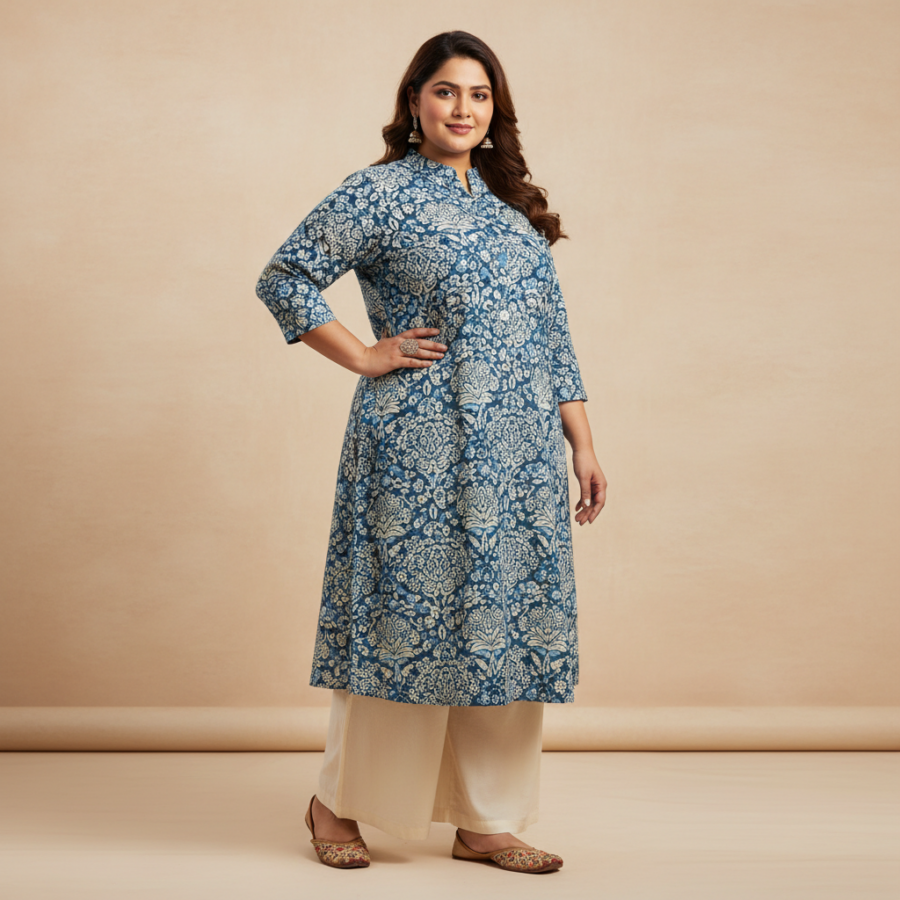 TITTLI Mandarin Neck Plus Size Kurti: Your New Comfort Staple