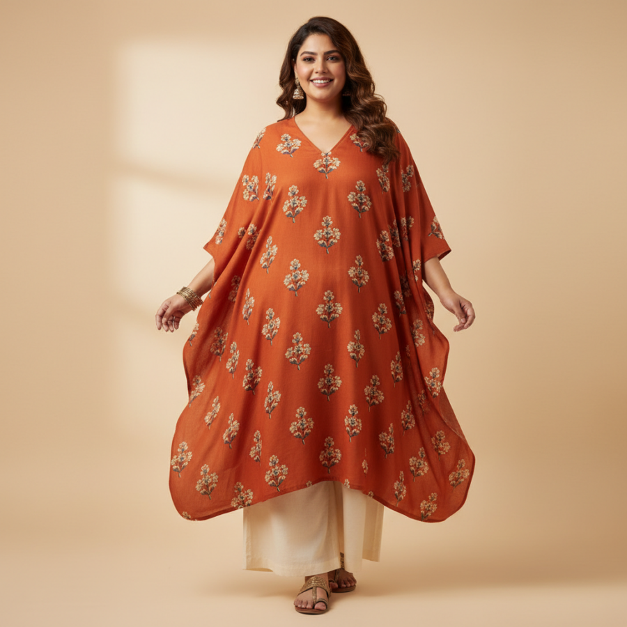 TITTLI Rayon V-Neck Kurti: Cool Comfort for Plus Size Summers