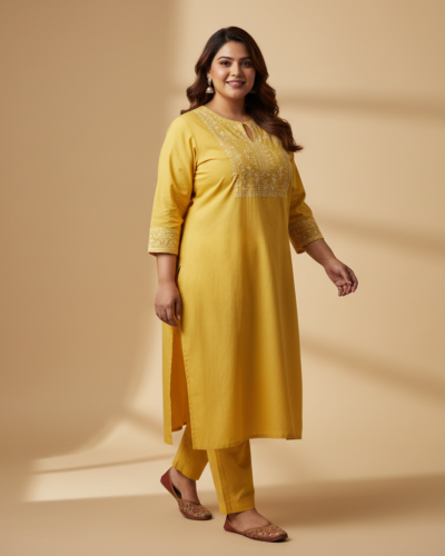 Yash Gallery Keyhole Neck Plus Size Kurta: Your Summer Steal!