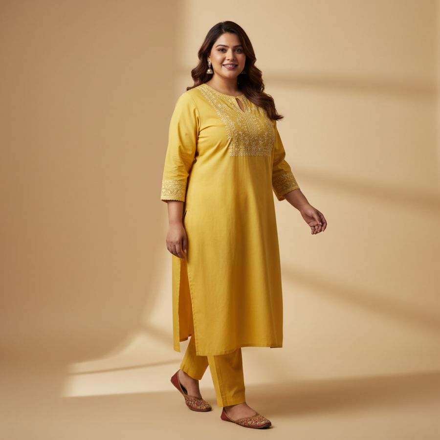 Yash Gallery Keyhole Neck Plus Size Kurta: Your Summer Steal!