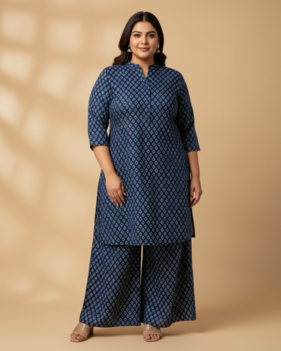 YUVVIK Pure Cotton Short Kurta Palazzo Set: 71% Off Comfort