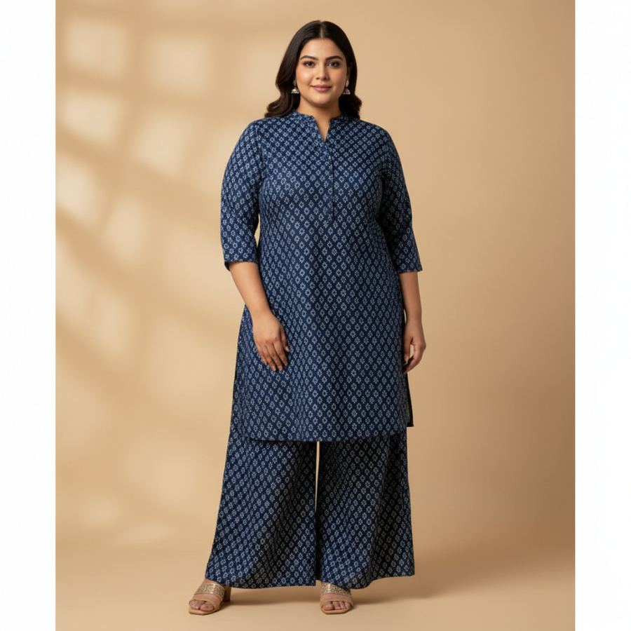 YUVVIK Pure Cotton Short Kurta Palazzo Set: 71% Off Comfort