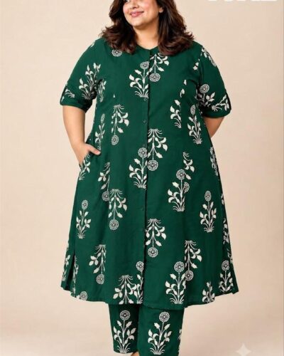 Bottle Green Kurta Set for Plus Size – Daily Wear